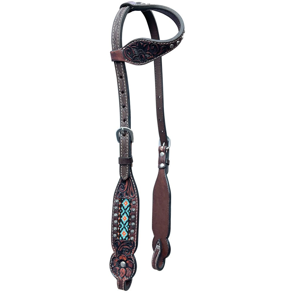 Bar H Equine American Leather Horse Saddle Tack One Ear Headstall | Breast Collar | Browband Headstall | Wither Strap | Tack Set BER229