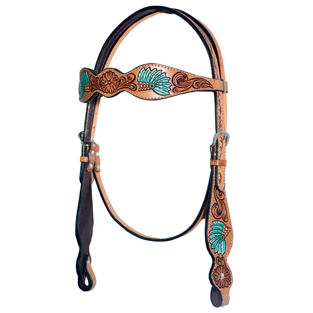 Bar H Equine Genuine Western American Leather Horse Premium Headstall &amp; Breast Collar Set