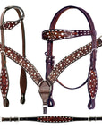 Bar H Equine American Leather Horse Saddle Tack One Ear Headstall | Breast Collar | Browband Headstall | Wither Strap | Tack Set BER246