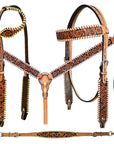 Bar H Equine American Leather Horse Saddle Tack One Ear Headstall | Breast Collar | Browband Headstall | Wither Strap | Tack Set BER256