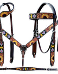 Bar H Equine American Leather Horse Saddle Tack One Ear Headstall | Breast Collar | Browband Headstall | Wither Strap | Tack Set BER261