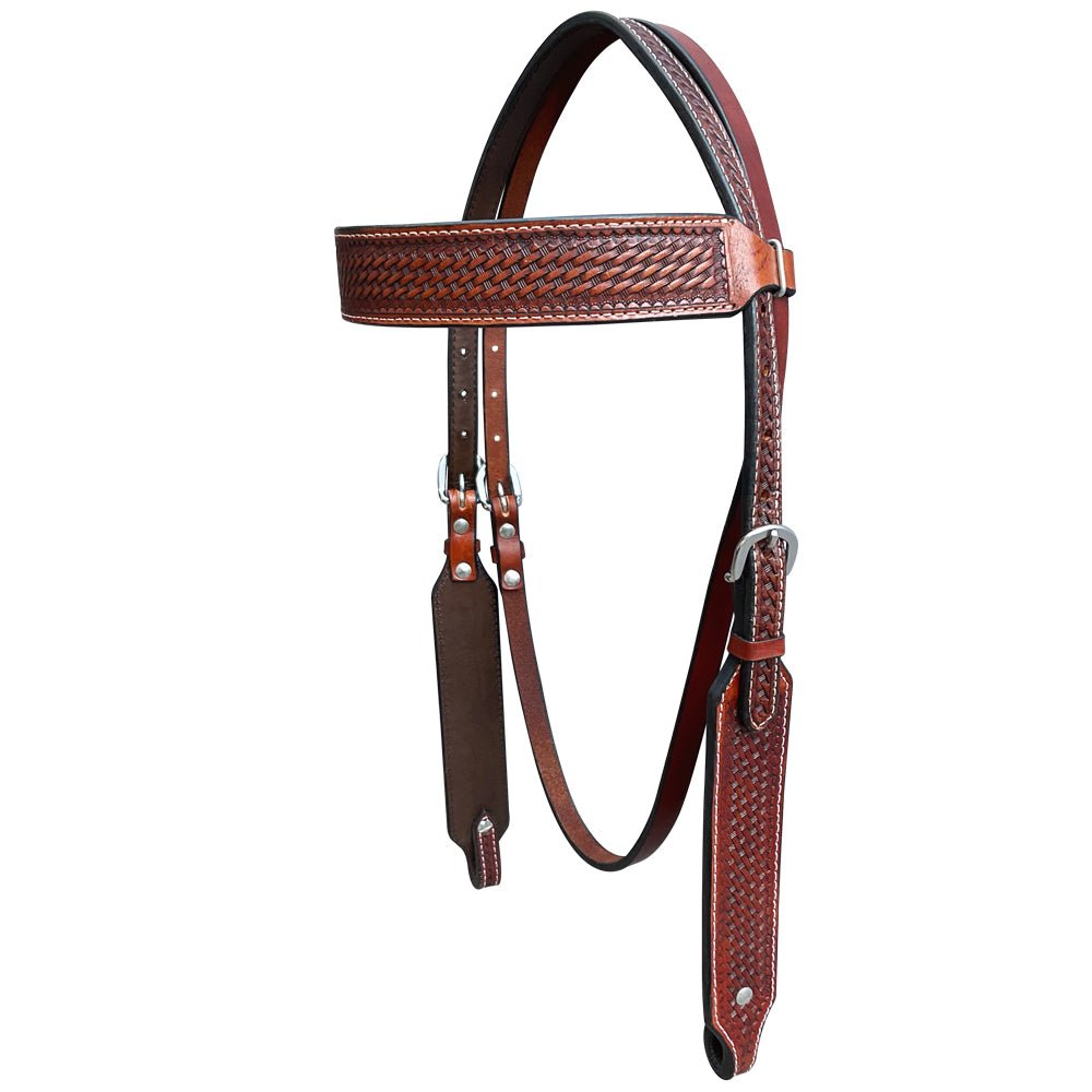 Bar H Equine Genuine Western American Leather Horse Premium Headstall &amp; Breast Collar Set