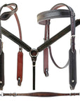 Bar H Equine American Leather Horse Saddle Tack One Ear Headstall | Breast Collar Browband Wither Strap Set BER266