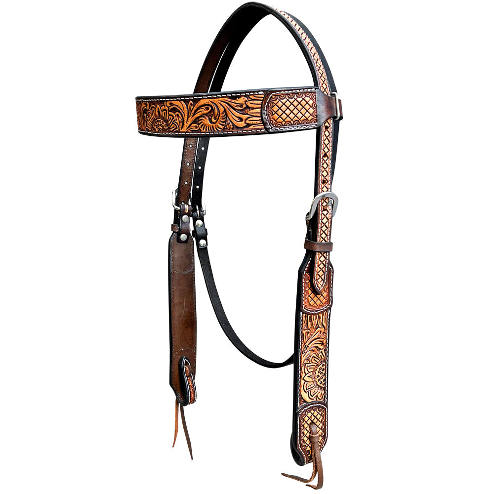 Bar H Equine Genuine Western American Leather Horse Premium Headstall &amp; Breast Collar Set