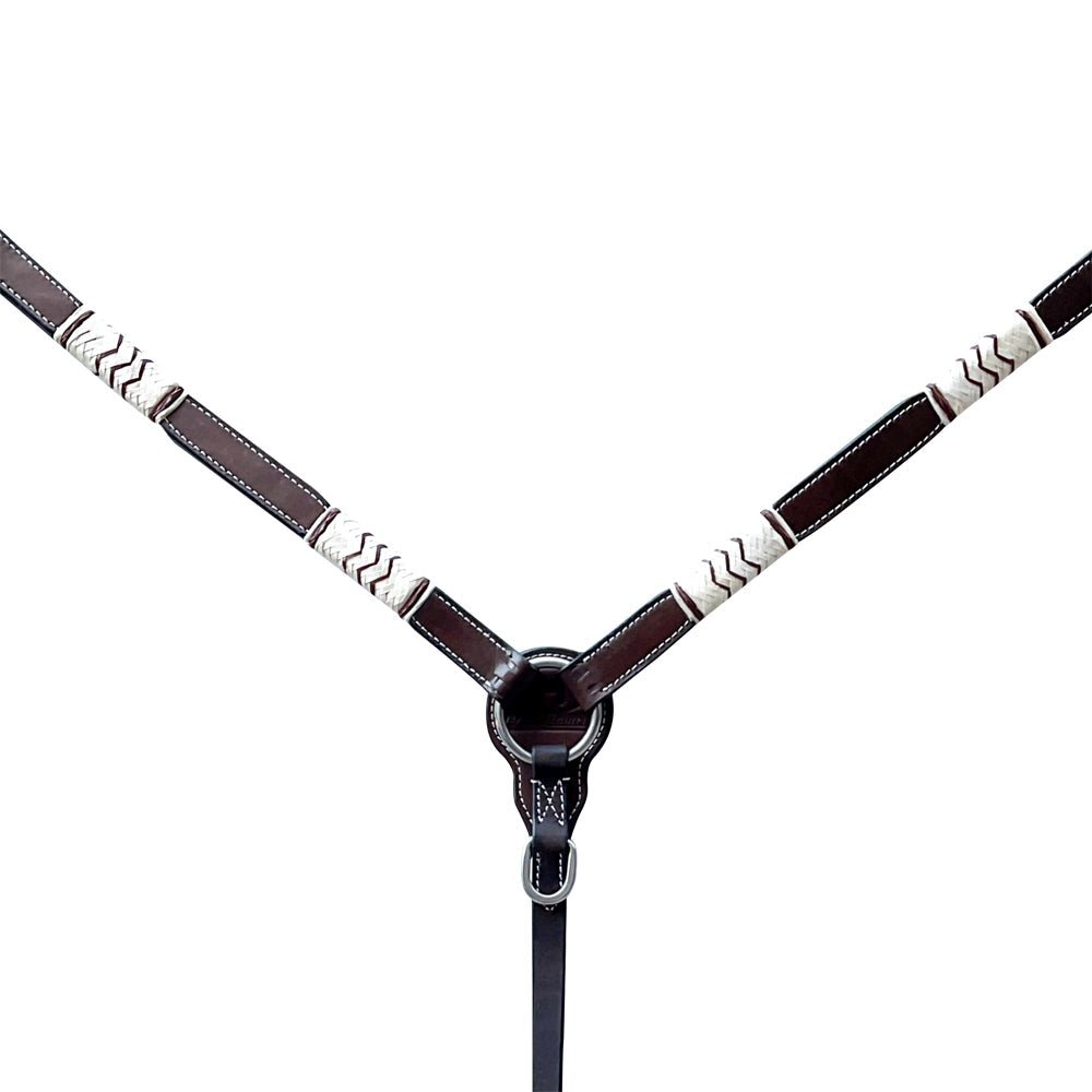 Bar H Equine Genuine Western American Leather Horse Premium Headstall &amp; Breast Collar Set