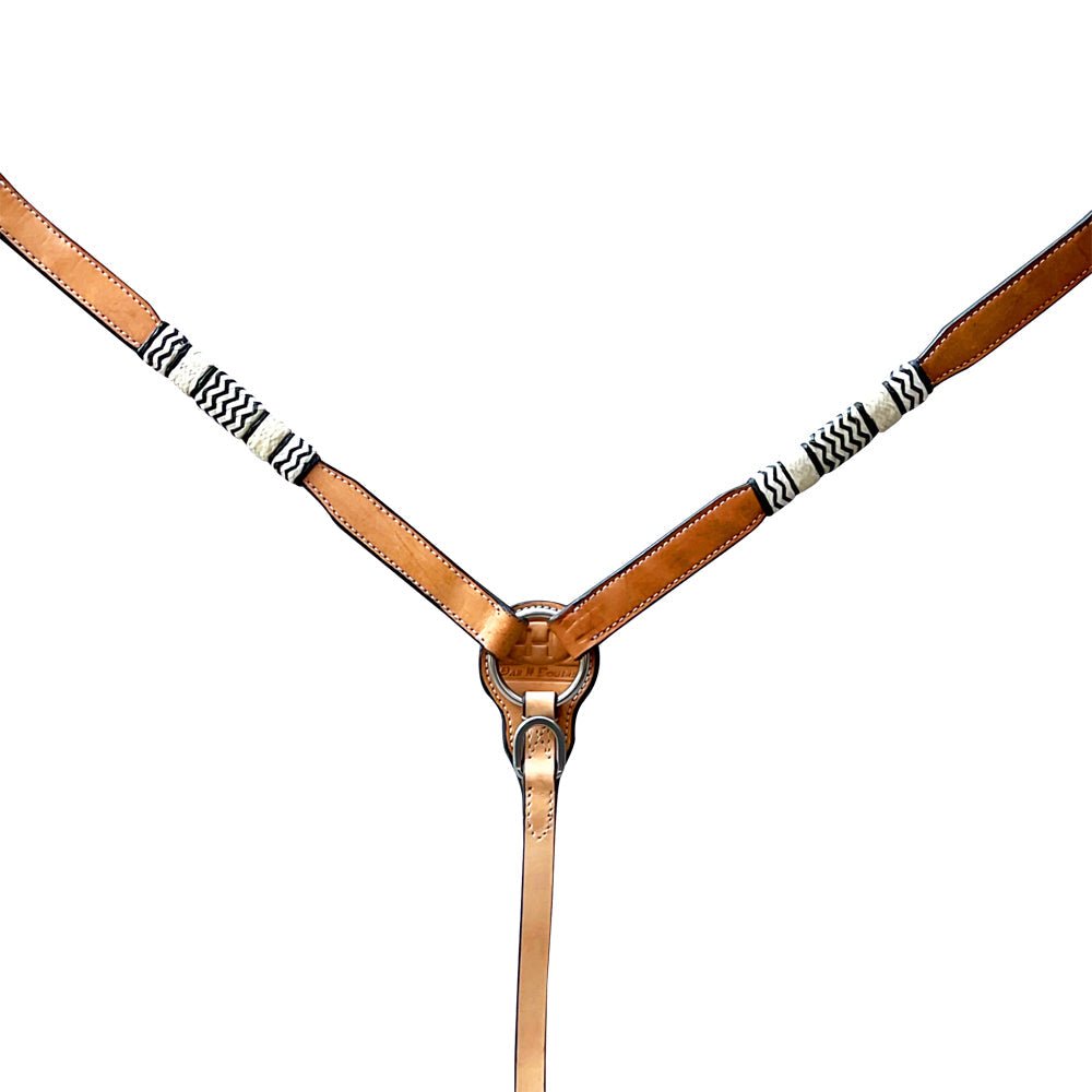 Bar H Equine Genuine Western American Leather Horse Premium Headstall &amp; Breast Collar Set