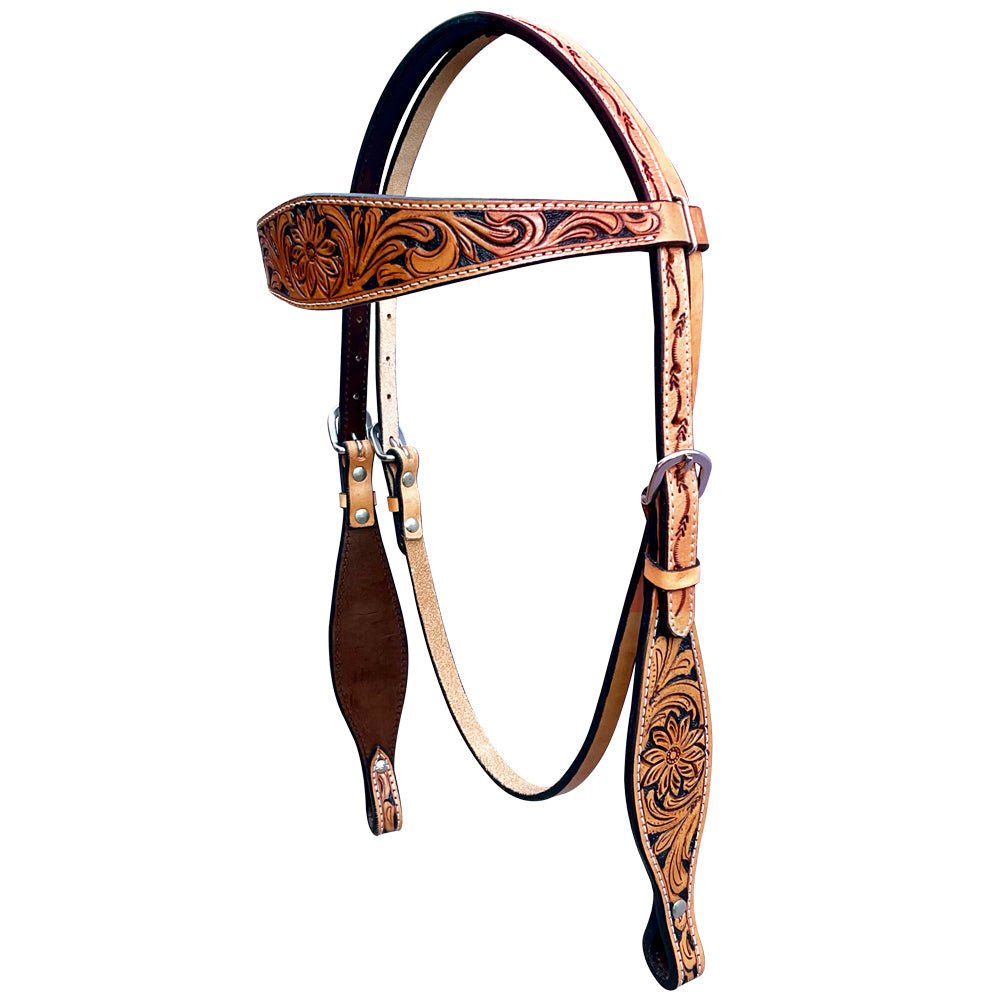 Bar H Equine Genuine Western American Leather Horse Premium Headstall &amp; Breast Collar Set