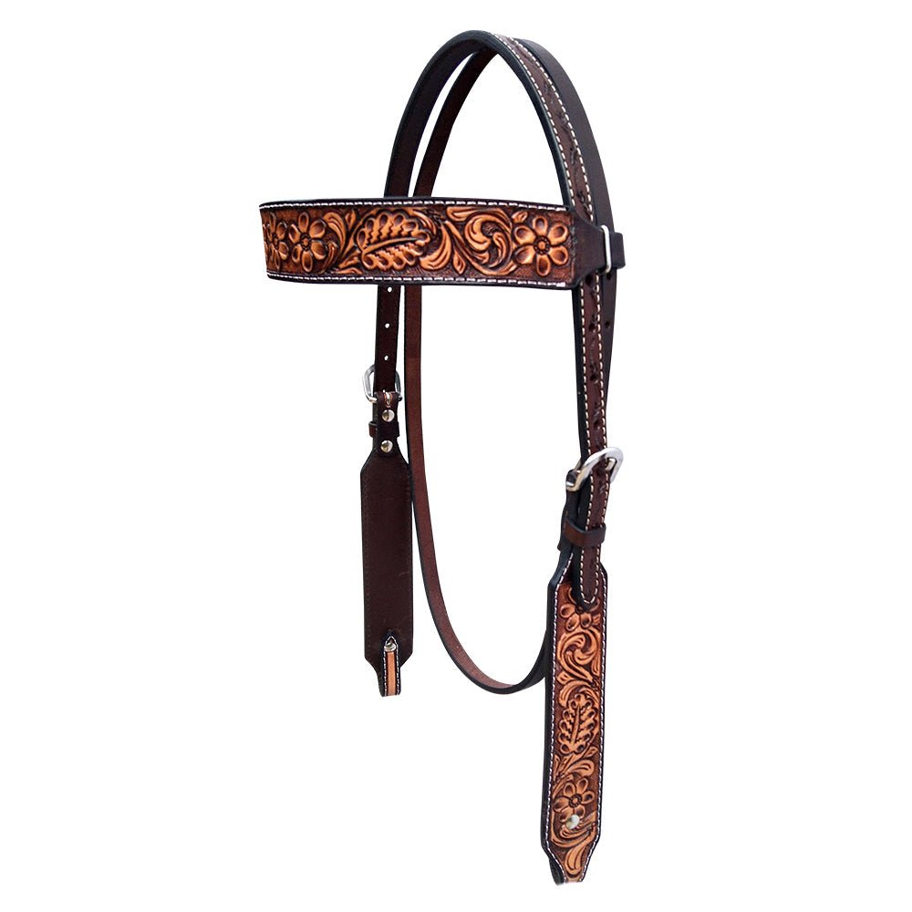 Bar H Equine Genuine Western American Leather Horse Premium Headstall &amp; Breast Collar Set