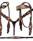 Bar H Equine American Leather Horse Saddle Tack One Ear Headstall | Breast Collar | Browband Headstall | Wither Strap | Tack Set BER280
