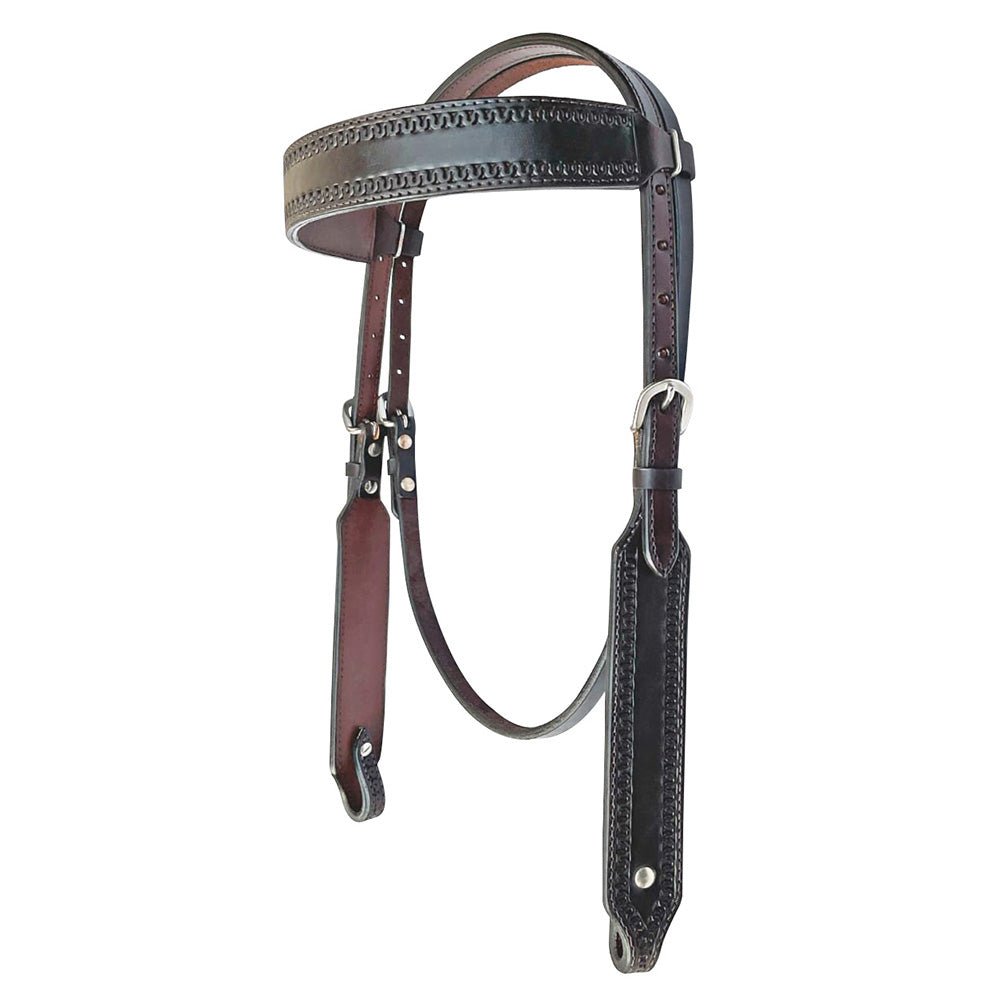 Bar H Equine Genuine Western American Leather Horse Premium Headstall &amp; Breast Collar Set