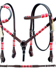 Bar H Equine American Leather Horse Saddle Tack One Ear Headstall | Breast Collar | Browband Headstall | Wither Strap | Tack Set BER282