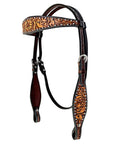 Bar H Equine Genuine Western American Leather Horse Premium Headstall & Breast Collar Set