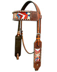 Bar H Equine Western Leather Horse Headstall & Breast Collar Brown