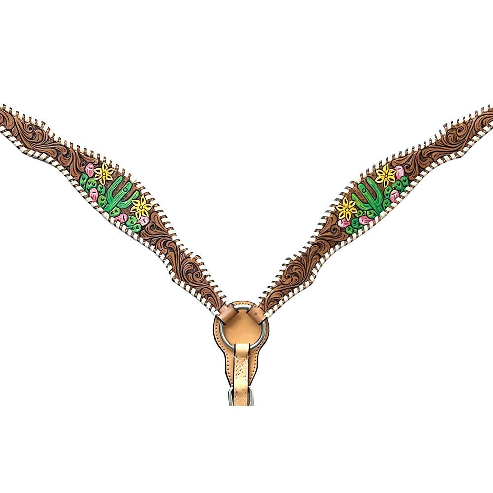 Bar H Equine Genuine Western American Leather Horse Premium Headstall &amp; Breast Collar Set