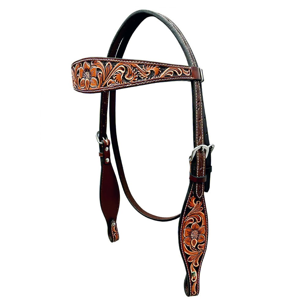 Bar H Equine Genuine Western American Leather Horse Premium Headstall &amp; Breast Collar Set