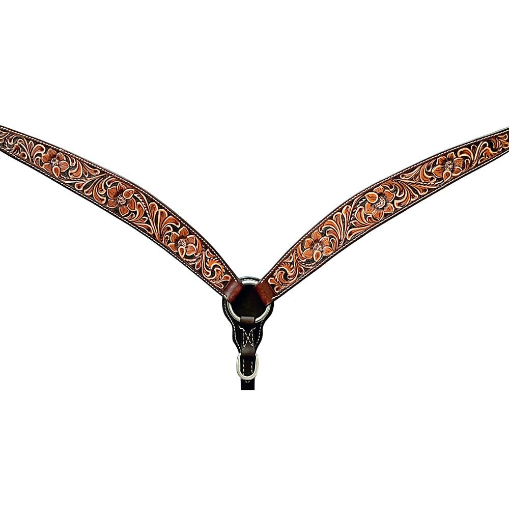 Bar H Equine Genuine Western American Leather Horse Premium Headstall &amp; Breast Collar Set