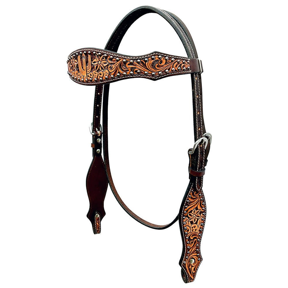 Bar H Equine Genuine Western American Leather Horse Premium Headstall &amp; Breast Collar Set