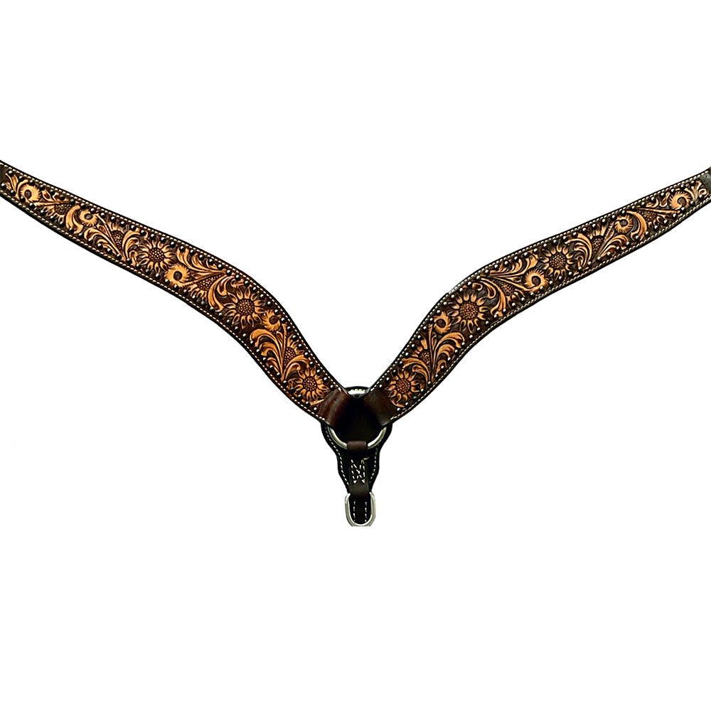 Bar H Equine Genuine Western American Leather Horse Premium Headstall &amp; Breast Collar Set