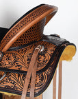 COMFYTACK Western Horse Barrel Racing American Leather Saddle Floral Carved & Tack Set Dark Brown