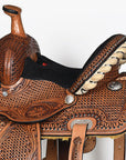 COMFYTACK Western Horse Barrel Racing American Leather Saddle Floral Carved & Tack Set Brown