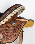 COMFYTACK Western Horse Barrel Racing American Leather Saddle Floral Carved & Tack Set Brown