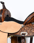 COMFYTACK Western Horse Barrel Racing American Leather Saddle Floral Carved & Tack Set Dark Brown