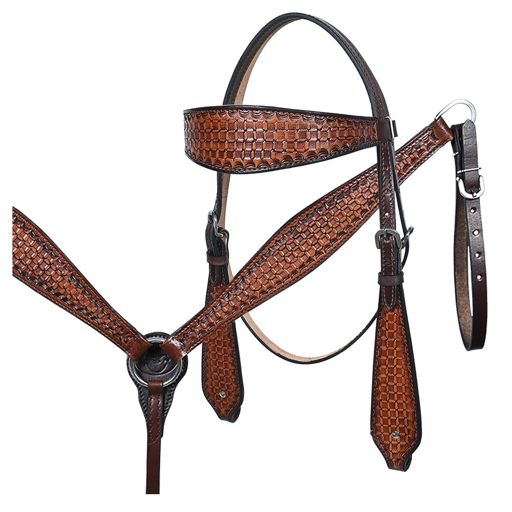 COMFYTACK Western Horse Barrel Racing American Leather Saddle Floral Carved &amp; Tack Set Dark Brown