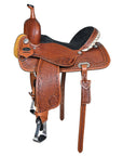 COMFYTACK Western Horse Barrel Racing American Leather Saddle Floral Carved & Tack Set Brown