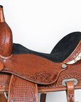 COMFYTACK Western Horse Barrel Racing American Leather Saddle Floral Carved & Tack Set Brown