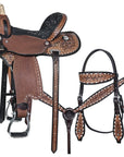 COMFYTACK Western Horse Barrel Racing Trail Pleasure American Leather Saddle With Tack Set Brown