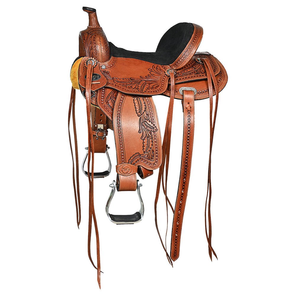 Brown Leather Barrel Racing Western Saddle With Tack Set