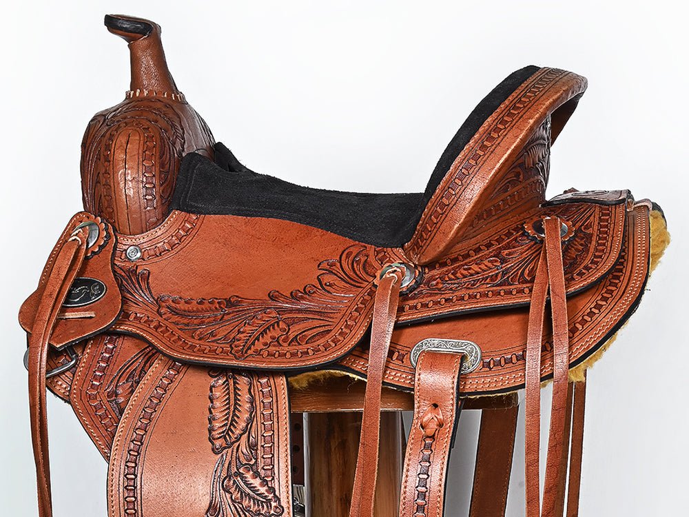 Brown Leather Barrel Racing Western Saddle With Tack Set