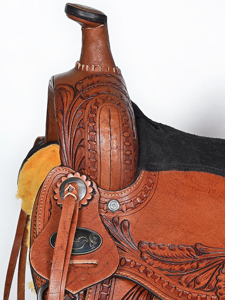 Brown Leather Barrel Racing Western Saddle With Tack Set