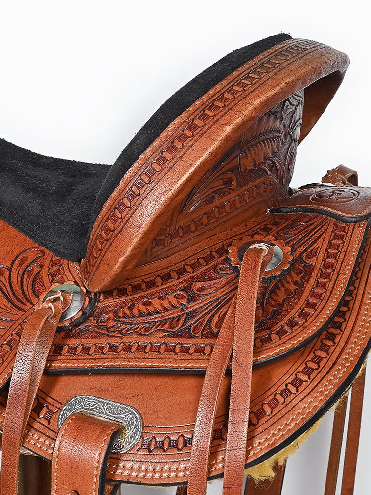 Brown Leather Barrel Racing Western Saddle With Tack Set