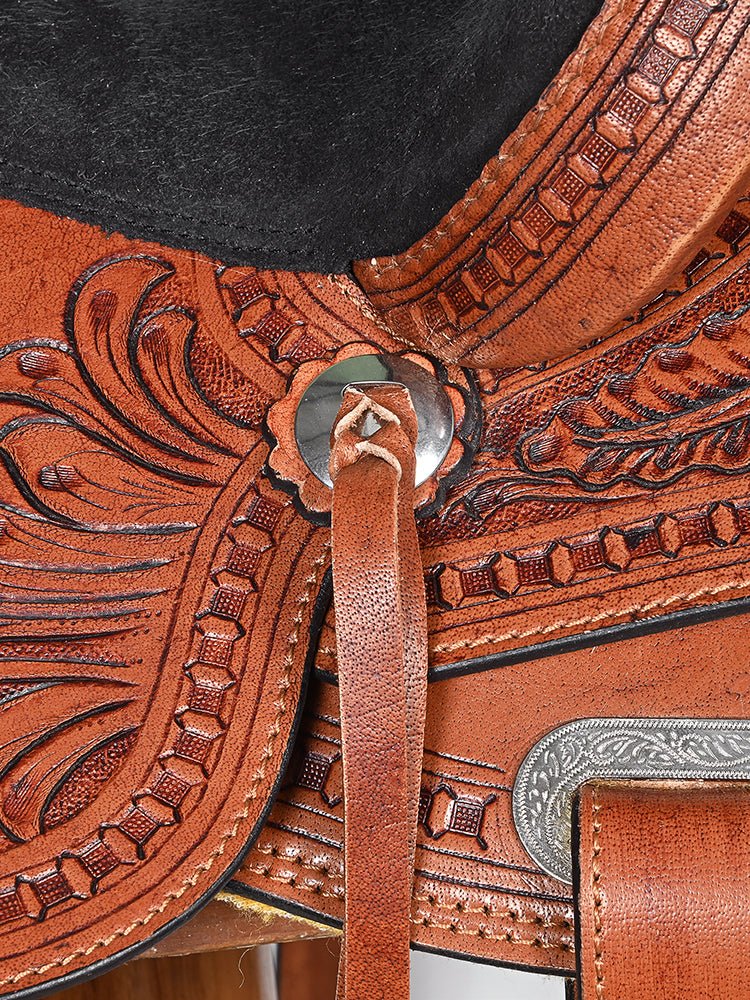 Brown Leather Barrel Racing Western Saddle With Tack Set