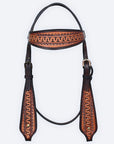 COMFYTACK Western Horse Headstall Breast Collar Set American Leather Tan