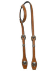 Hilason Western Horse Genuine Leather One Ear Headstall Bridle Engraved GS Concho Chestnut