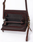 American Darling Organiser Hair-On Hand Tooled Genuine Leather Women Bag Western Handbag Purse