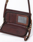 American Darling Organiser Hair-On Hand Tooled Genuine Leather Women Bag Western Handbag Purse