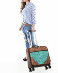 American Darling Travel Case Hand Tooled Crocodile embossed Genuine Leather women bag western handbag purse