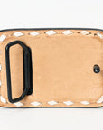 AMERICAN DARLING Floral Hand Carved Painted Belt Buckle Genuine Leather Covered Stylish Buckle