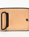 AMERICAN DARLING Floral Hand Carved Painted Belt Buckle Genuine Leather Covered Stylish Buckle