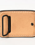 AMERICAN DARLING Floral Hand Carved Painted Belt Buckle Genuine Leather Covered Stylish Buckle