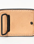AMERICAN DARLING Floral Hand Carved Painted Belt Buckle Genuine Leather Covered Stylish Buckle