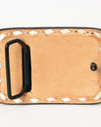 AMERICAN DARLING Floral Hand Carved Painted Belt Buckle Genuine Leather Covered Stylish Buckle