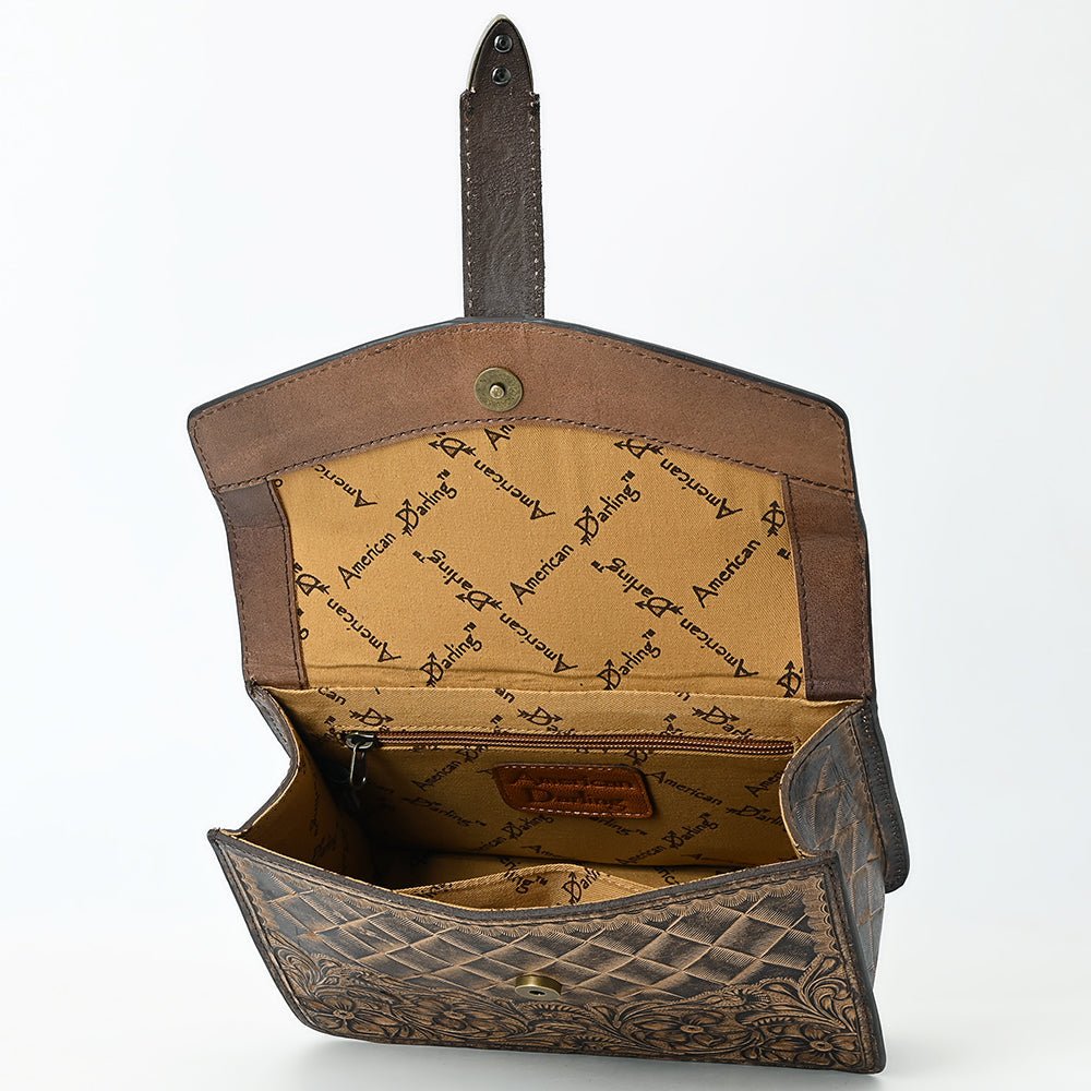 American Darling Small Crossbody Beautifully Hand Tooled  Genuine Leather women bag western handbag purse