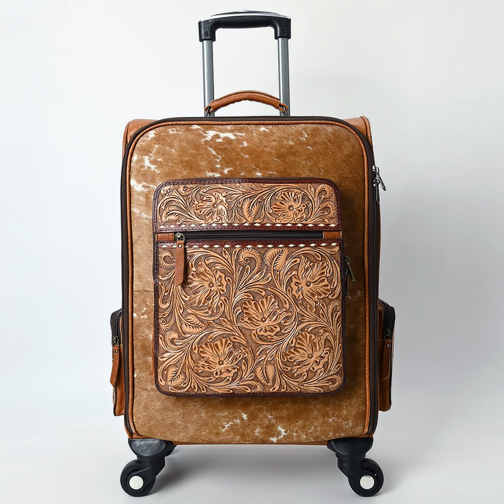 American Darling Travel Case Beautifully Hand Tooled  Hair-On Genuine Leather women bag western handbag purse