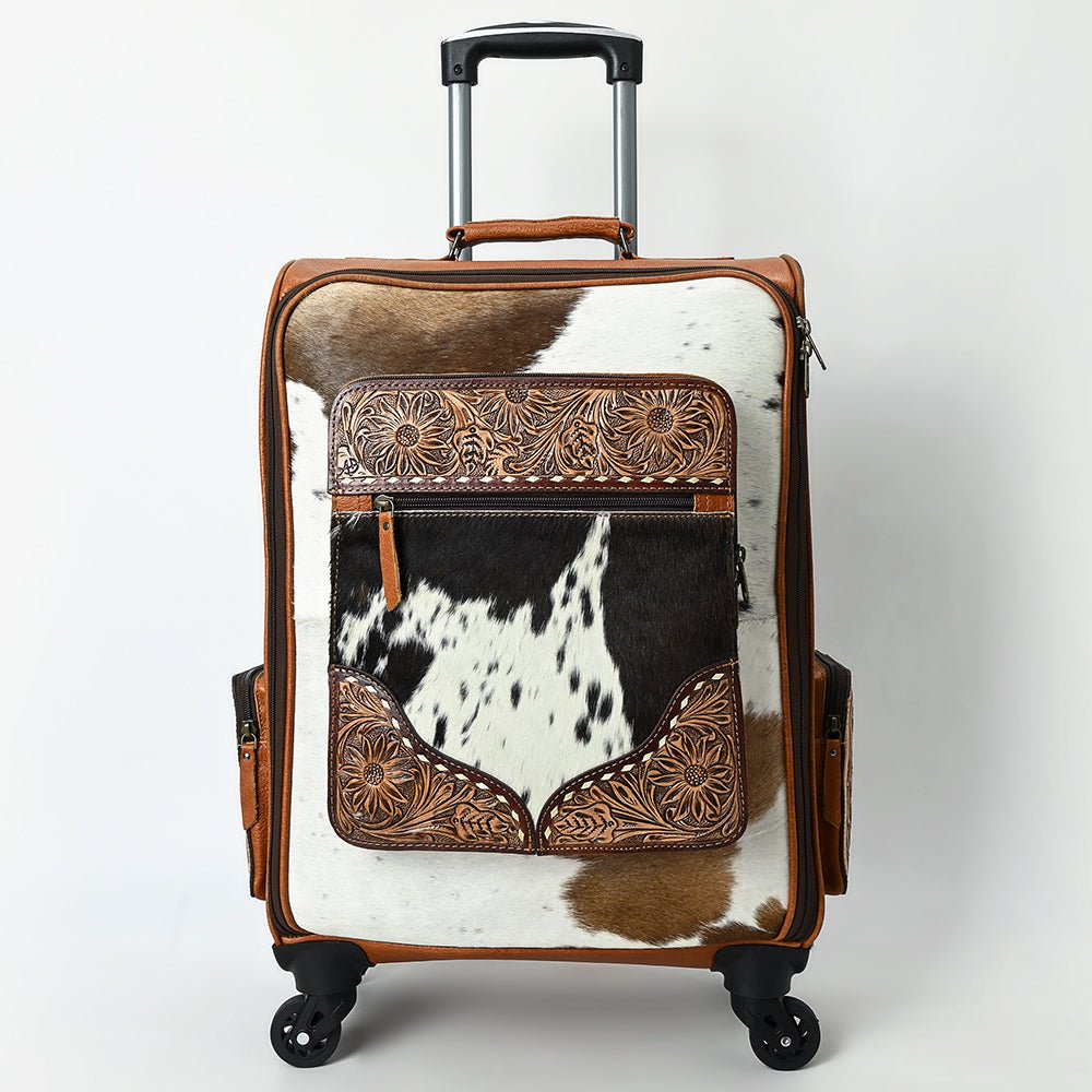 American Darling Travel Case Beautifully Hand Tooled  Hair-On Genuine Leather women bag western handbag purse