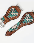 American Darling Beautifully Hand Tooled Painted Genuine Leather I watch Strap Men and Women Unisex