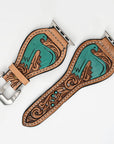 American Darling Beautifully Hand Tooled Painted Genuine Leather I watch Strap Men and Women Unisex